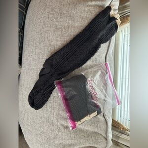 WOMEN'S Crochet Lace Boot Knee Socks 6-11 Shoe Sz. Dark Gray